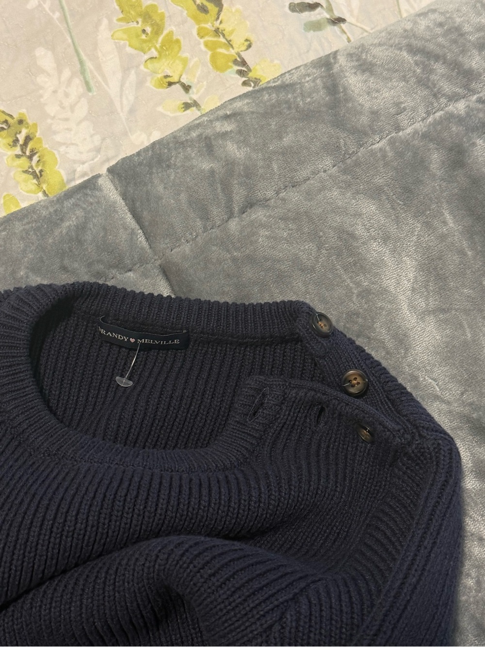 Brandy Melville cotton navy knit sweater